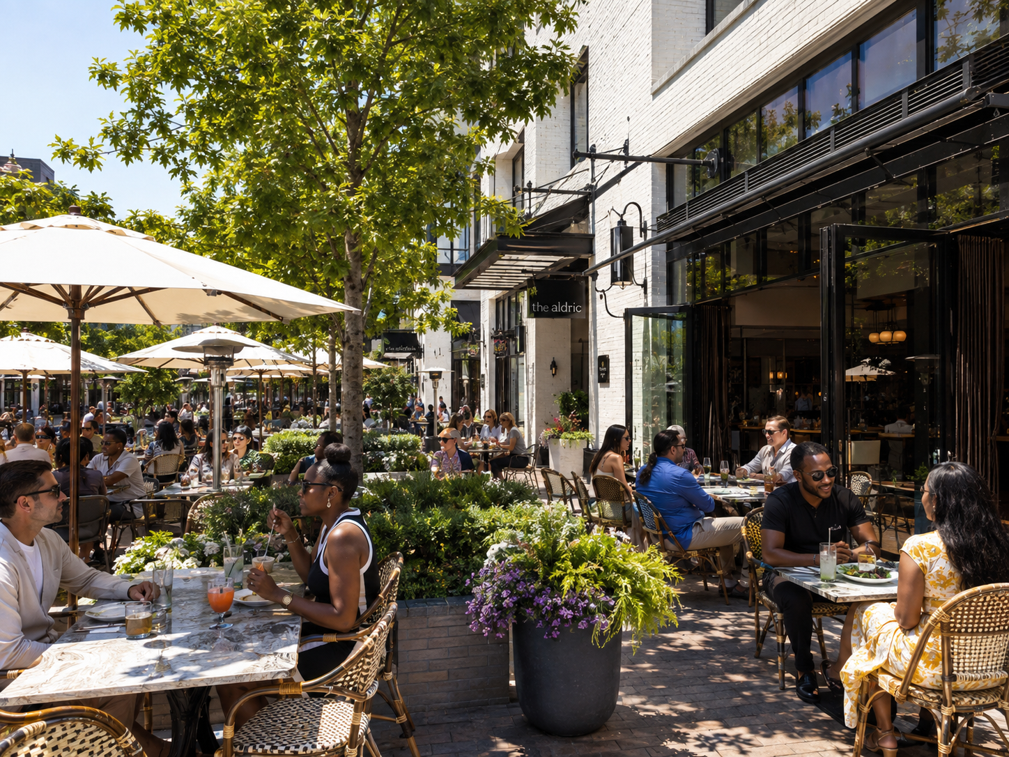 Outdoor restaurants at the Town at Trilith in Fayetteville, Georgia